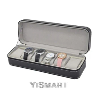 6 Slots Portable PU Leather Watch Box Travel Watch Organizer Jewelry Storage Boxes Zipper Easy Carry Men Watches Box