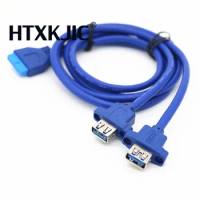 usb 3.0 20 pin female to 2 usb a female Motherboard Mount cable Adapter Connector 1m with screw hole fixed for Asus Msi Onda HP