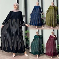 Afareen - Kaftan Rayon Rainbow Long Dress Muslim Wanita Daster Panjang Lowo Modern ARMY