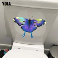 YOJA 20.1X13.1CM Purple Flying Butterfly Wall Sticker Decal Creative Cartoon WC Toilet Decoration T1-2170