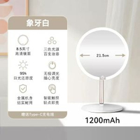 網紅圓形led鏡子家用法式臺式桌面浴室帶燈梳妝鏡發光化妝鏡大號