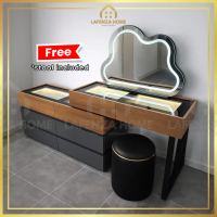(Free Installation) LafenzaHome Modern Aesthetic Dressing Table Makeup Table Mirror Stool Meja Solek