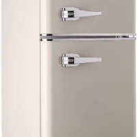 Anukis Mini Fridge with Freezer3.5 Cu Ft 2 Door Compact Refrigerator for Dorm, Apartment, Office, Family, Basement, Garage,Cream