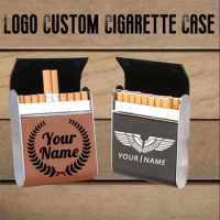 Personalized Cigarette Holder for 20 Cigarettes, Cigarette Case, PU Leather Cigarette Box, Wedding Gift, Gift for Smoker