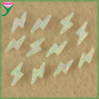 Nickel Free Double Sides Flat Lightning Shape 2.5*5 mm white Color Lab Created Synthetic Opal Tooth Gems