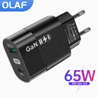 Olaf 65W GaN USB C Charger PD Fast Changing For iPhone Huawei Xiaomi Samsung poco QC 3.0 Mobile Phones USB Type C Phone Adapter