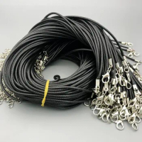 50Pcs/lot 1.5/2mm Leather Necklace Cord With Lobster Clasp Wax
