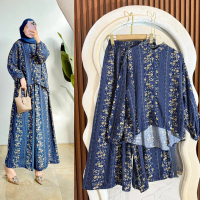 Dievani Belvania One Set Blouse Tangan Karet dan Kulot Rayon Wanita - Nyaman Kekinian Busui Friendly