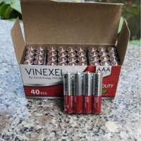 Hộp 40 viên pin đũa AAA VINEXEL 1.5V Super Heavy Duty R03 - Hàng chính hãng