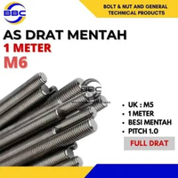 As Drat Besi Mentah M6 Pitch 1.0 Stud Bolts Long Drat Besi Mentah 1 Meter