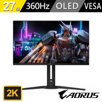 【GIGABYTE 技嘉】AORUS FO27Q3 27型 QD-OLED 2K電競螢幕(QHD/360Hz/0.03ms/QD-OLED/HDMI2.1/TYPE-C)
