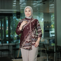 AMEERA Atasan Wanita Blouse Batik Modern Katun Lapis Tricot Japan Premium Blus Kantor Elegan dan Sra