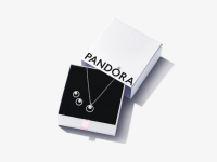 *【PANDORA】圓形鑲邊珍珠項鏈耳環套組