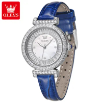 OLEVS 9983 Fashion Quartz Watch Gift Round-dial Genuine Leather Watchband