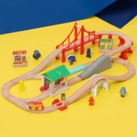 Wooden Train Track Set Electric Magnetic Train Railway Toys Compatible with Brio Track Educational Toys for Children's Gifts