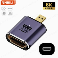 8K Micro HDMI male to HDMI 2.1 female ultra high definition extended gold converter adapter supports 8K 60Hz HDTV NNBILI