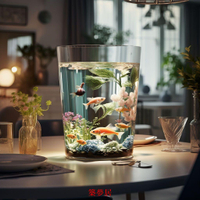 免運 開立發票 圓柱魚缸直筒圓柱形家用透明落地立式水族箱小型金魚缸客廳圓形特惠/快速出貨