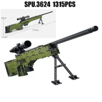 670001 1315pcs Military Sniper Rifle Ak15 Gun Weapon Telescope Army Weapon Boy Building Block Toy