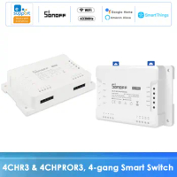 SONOFF 4CHR3 4CHPROR3 4-gang/4 Way Wifi Smart Switch 433mhz RF Control Support Alexa Google Smartthings Yandex Alice Smart Home