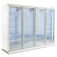 commercial 4 door display fridge glass side-by-side refrigerators for drink cake chocolate