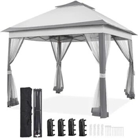 Yaheetech 11x11 Pop Up Gazebo Outdoor Canopy Shelter,Patio Gazebo Sun Shade Canopy Tent with 4 Sandbags, 2 Tiers Roof