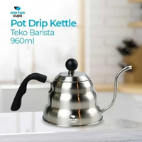 One Two Cups Teko Kopi Leher Angsa Pot V60 Drip Kettle 960ml - RF-15 IH Silver