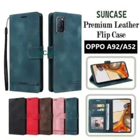 SUNCASE Oppo A92 / A52 cover hp model dompet multi fungsi flip case wallet leather SUNCASE BROWN