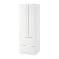 SMÅSTAD/PLATSA 衣櫃/衣櫥, 白色 附框/附2個抽屜, 60x57x181 公分