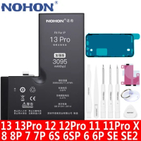 NOHON Replacement Battery For Apple iPhone 13 12 11 Pro 8 7 Plus 6S 6 X SE 2020 2016 SE2 Lithium Polymer Bateria Real Capacity