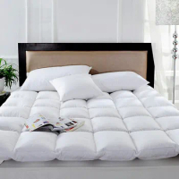 5 Star Hotel Used 100% Cotton Fabric Cover Goose Down Feather Mattress Pad Cover Hotel Mattress Topper Protector