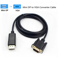 HD 1080P Mini DP To VGA Adapter Cable Male To Male Converter 1.8M Thunderbolt Display Port for HDTV Monitor for MacBook Air Pro