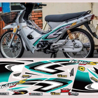 Tem chế Wave nhỏ S110 màu bạc xanh-  Tem decal 3 lớp Nhãn Dán