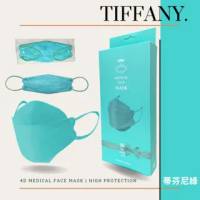 【久富餘】KF94韓版4層立體成人醫療口罩-雙鋼印-Tiffany綠(10片/盒)