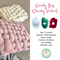 Aneka Benang - Benang Rajut Candy Big Chunky Velvet 100% Polyester 500gr Jumbo Size 7 untuk Tas Raju