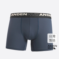【Anden Hud】男款_吸濕排汗機能系列．長版腰帶平口內褲(湛藍-框字緊帶)