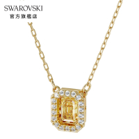 SWAROVSKI 施華洛世奇 MILLENIA 淡金色黃水晶正方形項鏈