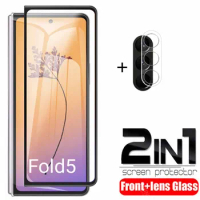 2in1 Tempered Glass Case For Samsung Galaxy Fold5 Screen Protector For Samsung Z Fold 5 Fold5 Zfold5 Camera Lens Protective Film