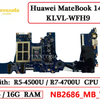 NB2686_MB_V3 For Huawei MateBook 14 KLVL-W KLVL-WFH9 Laptop Motherboard With Ryzen5 Ryzen7 AMD CPU 8G 16G RAM 100% Tested