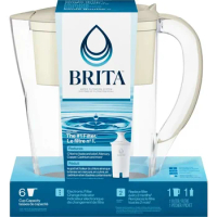 Brita Small Space Saver Plastic 6-Cup Water Filter Pitcher Almond