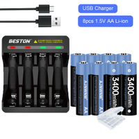 1.5V AA Rechargeable Battery 3400mWh AA 1.5V Li-ion Battery Lithium Rechargeable Battery 2A for flashlight toys 1.5v AA Battery