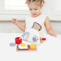 Simulated Kitchen Playset Toy Wooden Mini Kitchen Playset Toy with Blender Coffee Maker Toaster for Toddlers for Boys