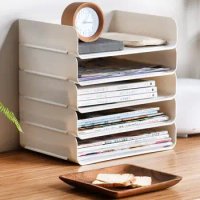 Desktop File Tray Organizer A4 Document Paper Organizer Rack Plastic Book Shelf Storage Holder Offic