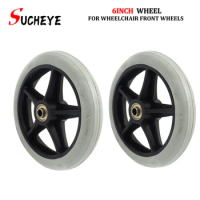 6 Inch Wheels Smooth Flexible Heavy Duty Wheelchair Front Castor Solid Tire Wheel Replacement Parts