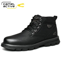 Camel Active Brand Men Boots Big Size 44 Autumn Winter Genuine Leather Fashion Sneakers Lace Up Outdoor Men Shoes Waterproof
