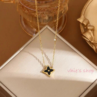 Kalung Titanium Asli Model Bunga LV Anti karat Anti luntur LV01-LV04 Gold Hadiah Hitam Liontin Perhi