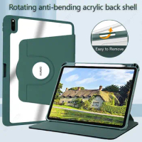 Rotating Case For Huawei MatePad 10.4 2022 Acrylic Back Stand Case For MatePad Pro 10.8 V6 10.4 MatePad 11 with Pencil Holder