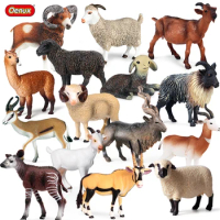 Oenux Simulation Farm Animal Model Sheep Goat Lamb Antelope Alpaca Action Figures PVC Kids Education Collection Xmas Gift Toys