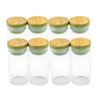 5pcs 25ml Glass Bottle With Bamboo Lid Empty Airtight Bottles Food Grade Tea Liquorice Candy Saffron New Style Jars Wholesale