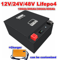12V 24V 48V 100Ah 200Ah 300Ah 400Ah Lifepo4 battery for solar inverter motorhome outdoor back up power supply