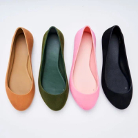 autumn 2024 New Women's Jelly Shoes Sweet Girls Velvet Single Shoes Ladies Flat Soft Sole Non-slip Ballet shoes